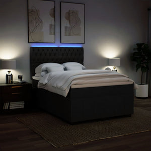 Κρεβάτι Boxspring με Στρώμα Μαύρο 140x190 εκ. Υφασμάτινο - Pakobazaar