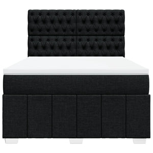 Κρεβάτι Boxspring με Στρώμα Μαύρο 140x190 εκ. Υφασμάτινο - Pakobazaar