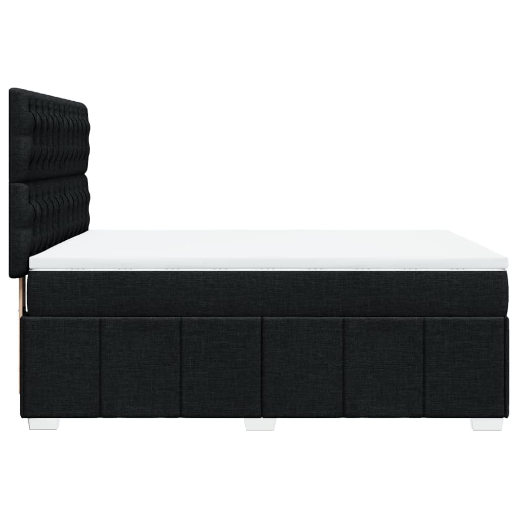 Κρεβάτι Boxspring με Στρώμα Μαύρο 140x190 εκ. Υφασμάτινο - Pakobazaar