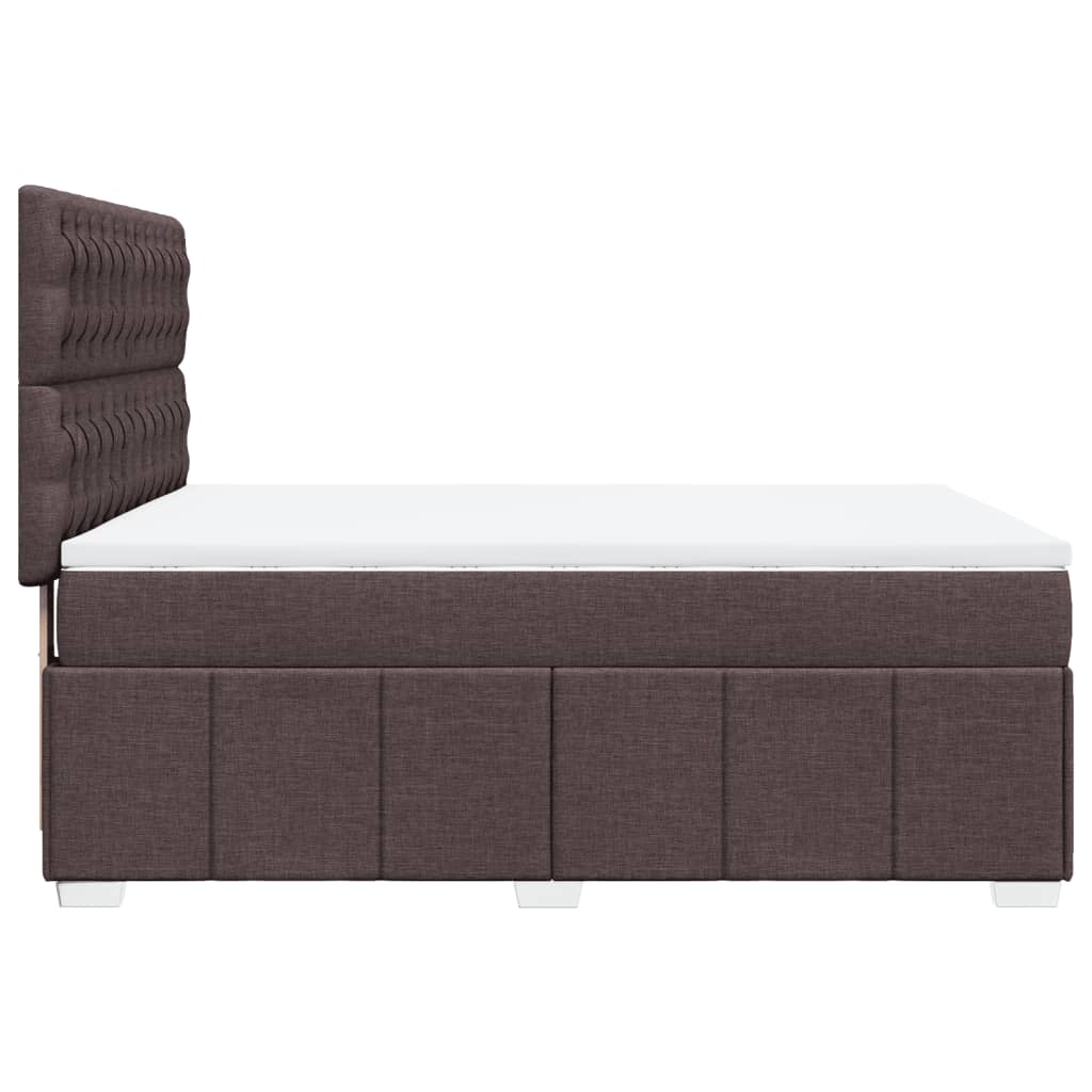 Κρεβάτι Boxspring με Στρώμα Σκούρο Καφέ 140x190 εκ. Υφασμάτινο - Pakobazaar