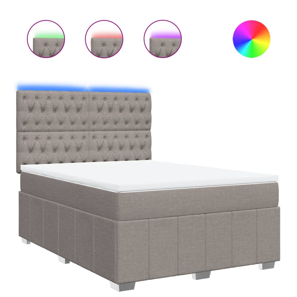 Κρεβάτι Boxspring με Στρώμα Taupe 140x190 εκ. Υφασμάτινο - Pakobazaar