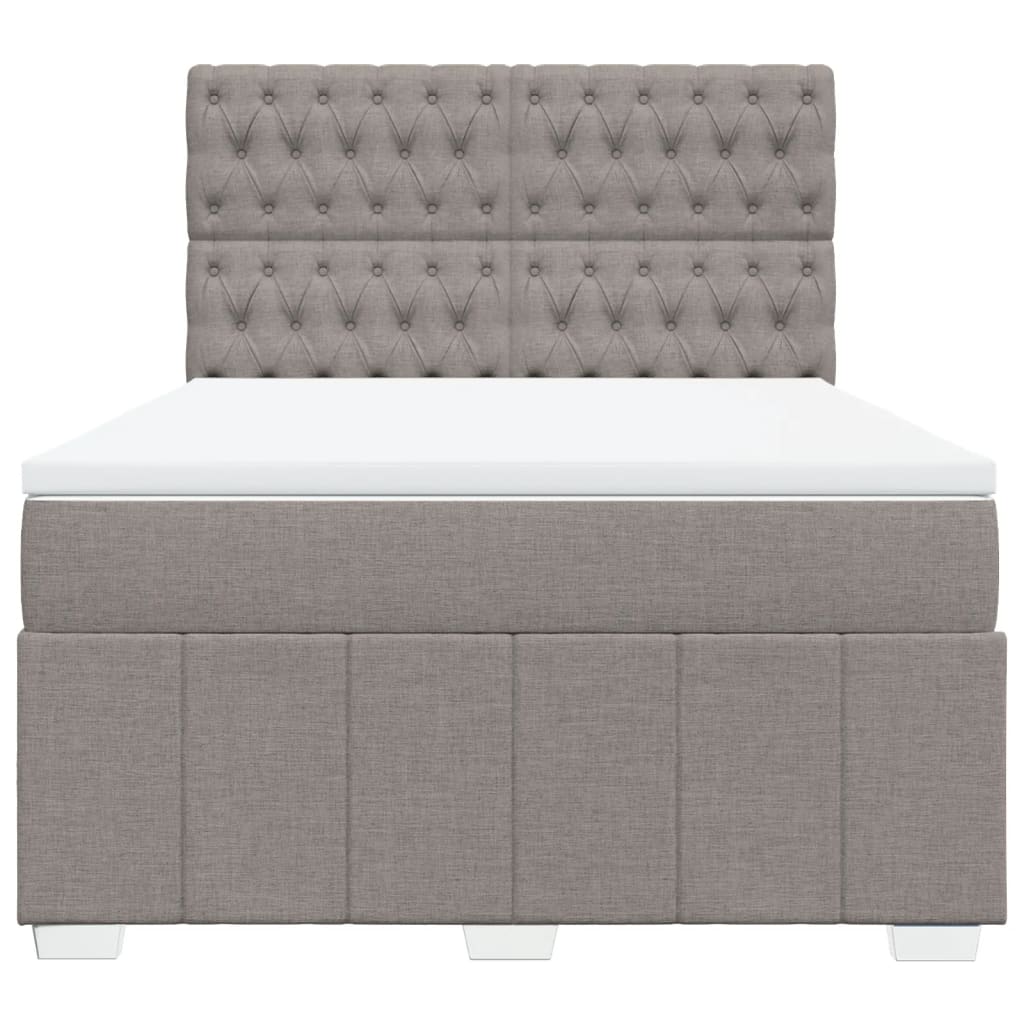 Κρεβάτι Boxspring με Στρώμα Taupe 140x190 εκ. Υφασμάτινο - Pakobazaar