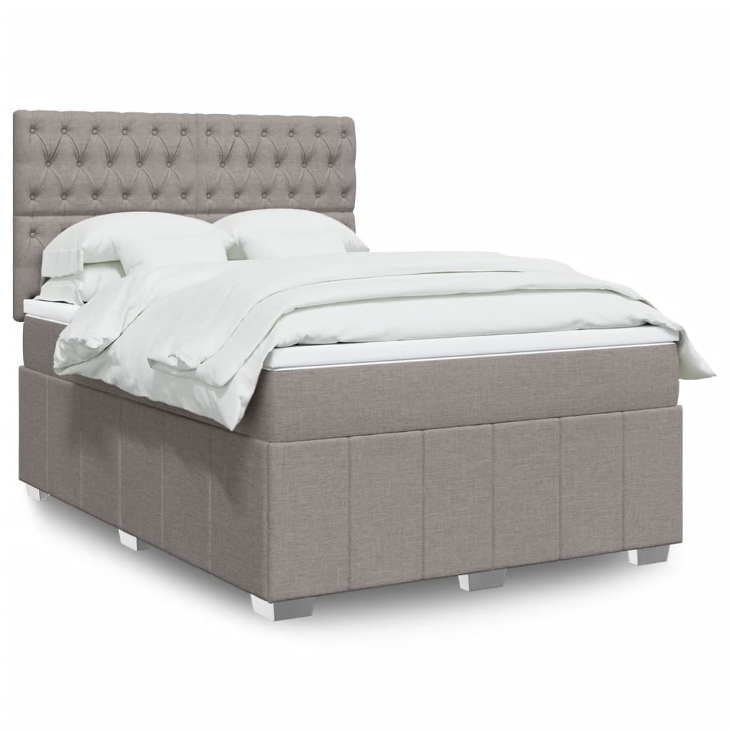 Κρεβάτι Boxspring με Στρώμα Taupe 140x190 εκ. Υφασμάτινο - Pakobazaar