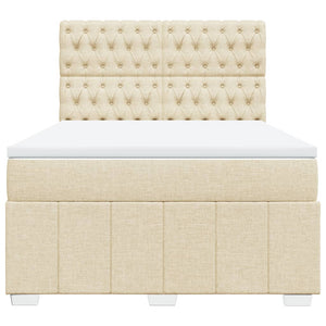 Κρεβάτι Boxspring με Στρώμα Κρεμ 140x190 εκ. Υφασμάτινο - Pakobazaar