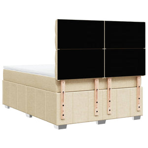 Κρεβάτι Boxspring με Στρώμα Κρεμ 140x190 εκ. Υφασμάτινο - Pakobazaar