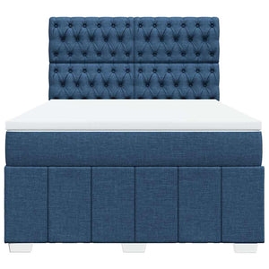 Κρεβάτι Boxspring με Στρώμα Μπλε 140x190 εκ. Υφασμάτινο