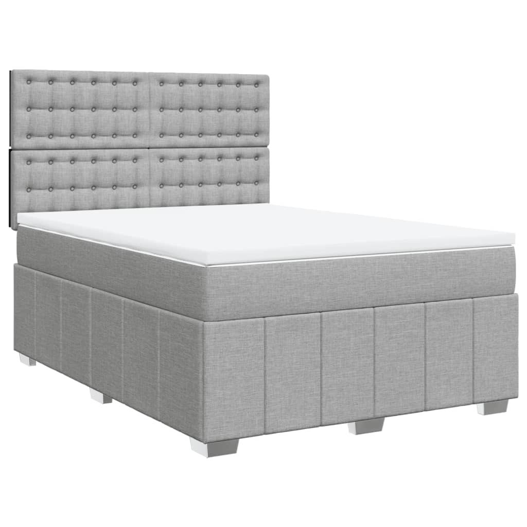 Κρεβάτι Boxspring με Στρώμα Ανοιχτό Γκρι 140x190 εκ. Υφασμάτινο - Pakobazaar