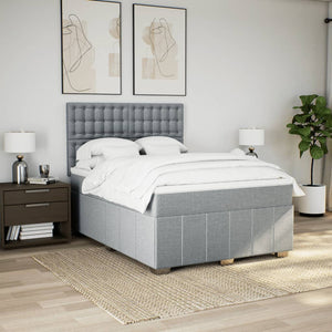 Κρεβάτι Boxspring με Στρώμα Ανοιχτό Γκρι 140x190 εκ. Υφασμάτινο - Pakobazaar