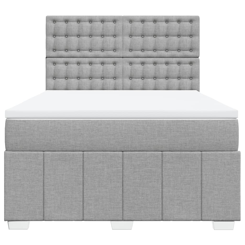 Κρεβάτι Boxspring με Στρώμα Ανοιχτό Γκρι 140x190 εκ. Υφασμάτινο - Pakobazaar