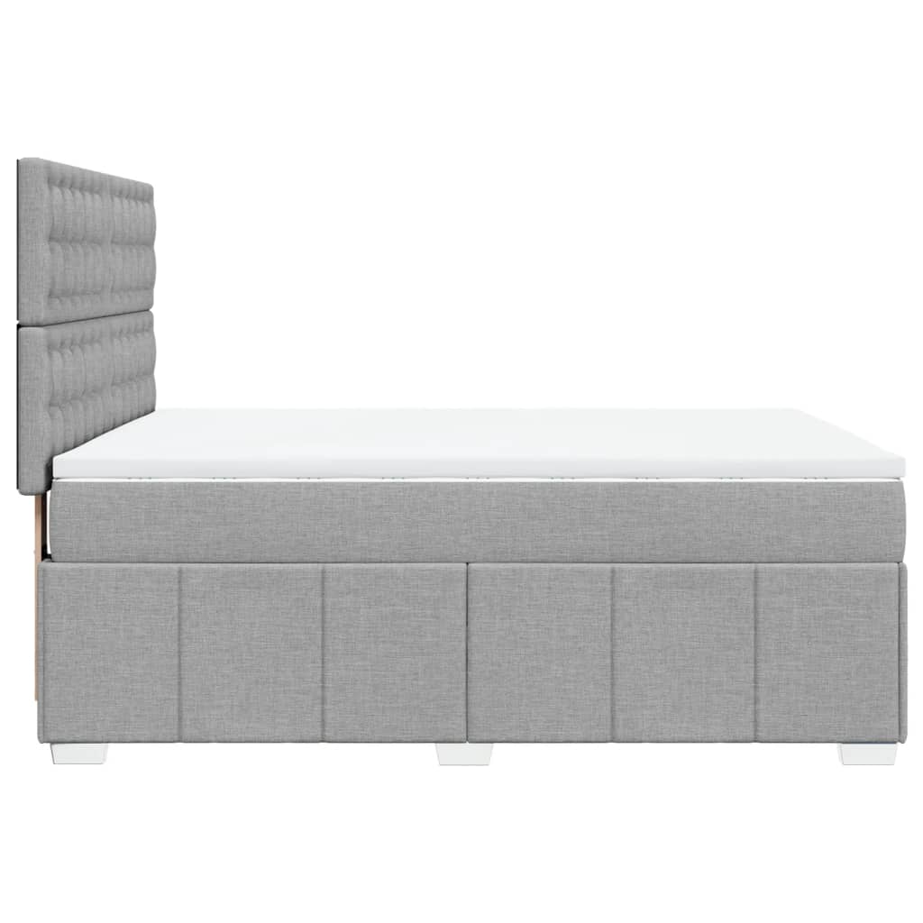 Κρεβάτι Boxspring με Στρώμα Ανοιχτό Γκρι 140x190 εκ. Υφασμάτινο - Pakobazaar