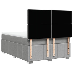 Κρεβάτι Boxspring με Στρώμα Ανοιχτό Γκρι 140x190 εκ. Υφασμάτινο - Pakobazaar