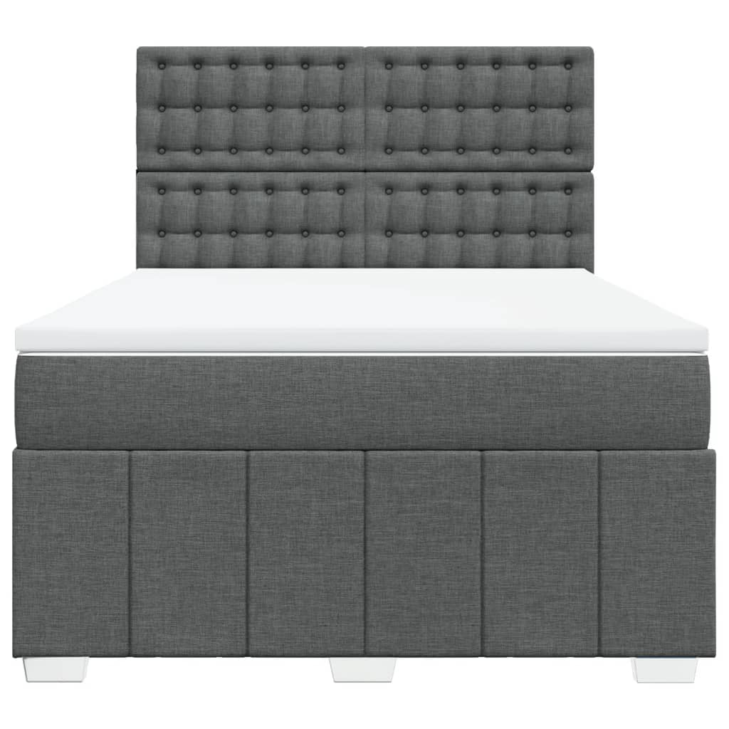 Κρεβάτι Boxspring με Στρώμα Σκούρο Γκρι 140x190 εκ. Υφασμάτινο - Pakobazaar