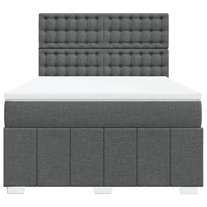 Κρεβάτι Boxspring με Στρώμα Σκούρο Γκρι 140x190 εκ. Υφασμάτινο - Pakobazaar