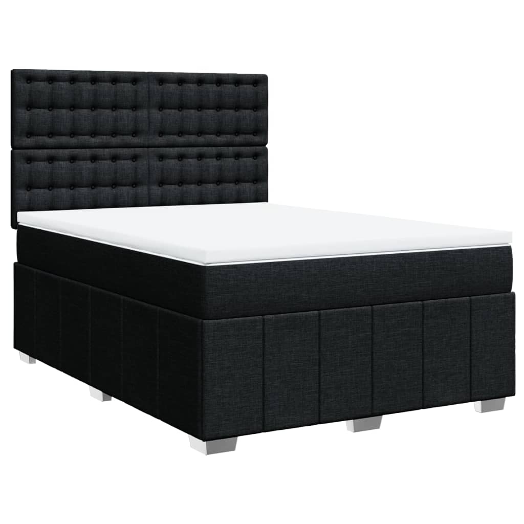 Κρεβάτι Boxspring με Στρώμα Μαύρο 140x190 εκ. Υφασμάτινο - Pakobazaar