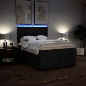Κρεβάτι Boxspring με Στρώμα Μαύρο 140x190 εκ. Υφασμάτινο - Pakobazaar