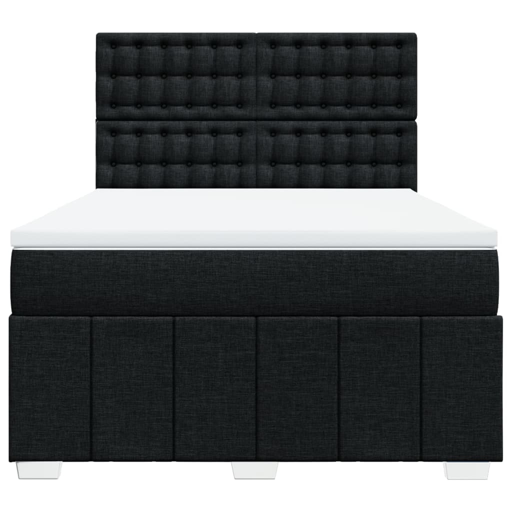 Κρεβάτι Boxspring με Στρώμα Μαύρο 140x190 εκ. Υφασμάτινο - Pakobazaar
