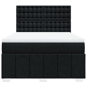 Κρεβάτι Boxspring με Στρώμα Μαύρο 140x190 εκ. Υφασμάτινο - Pakobazaar