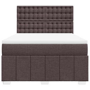 Κρεβάτι Boxspring με Στρώμα Σκούρο Καφέ 140x190 εκ. Υφασμάτινο - Pakobazaar