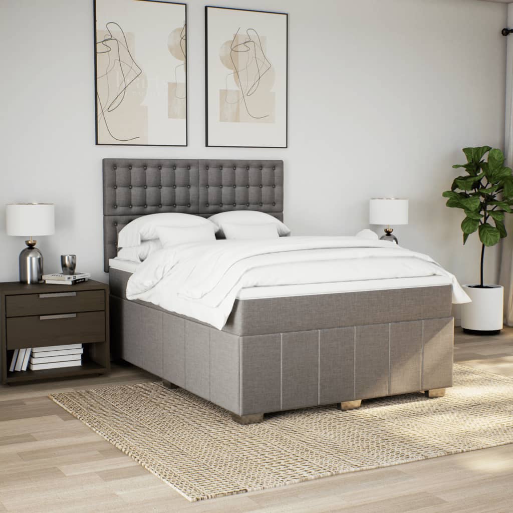 Κρεβάτι Boxspring με Στρώμα Taupe 140x190 εκ. Υφασμάτινο - Pakobazaar