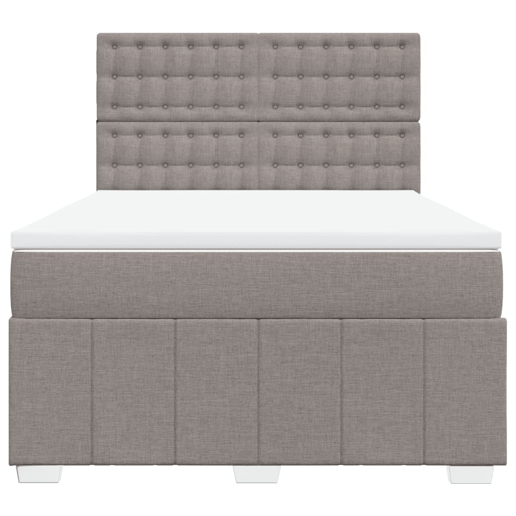 Κρεβάτι Boxspring με Στρώμα Taupe 140x190 εκ. Υφασμάτινο - Pakobazaar