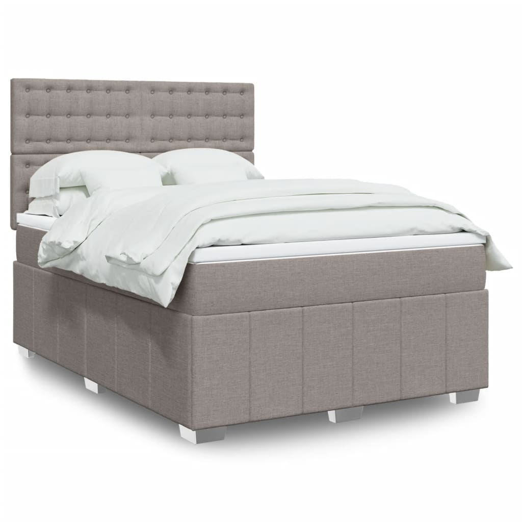 Κρεβάτι Boxspring με Στρώμα Taupe 140x190 εκ. Υφασμάτινο - Pakobazaar
