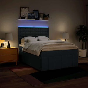 Κρεβάτι Boxspring με Στρώμα Μπλε 140x190 εκ. Υφασμάτινο