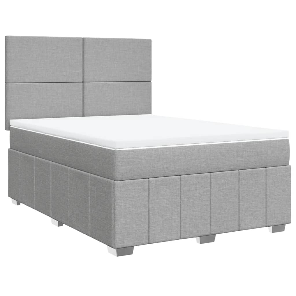 Κρεβάτι Boxspring με Στρώμα Ανοιχτό Γκρι 140x200 εκ. Υφασμάτινο - Pakobazaar