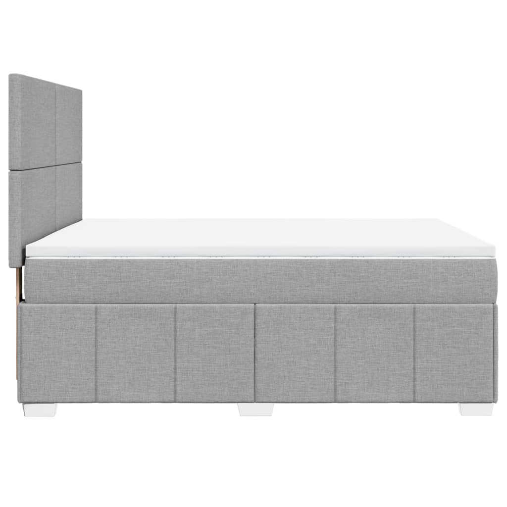 Κρεβάτι Boxspring με Στρώμα Ανοιχτό Γκρι 140x200 εκ. Υφασμάτινο - Pakobazaar
