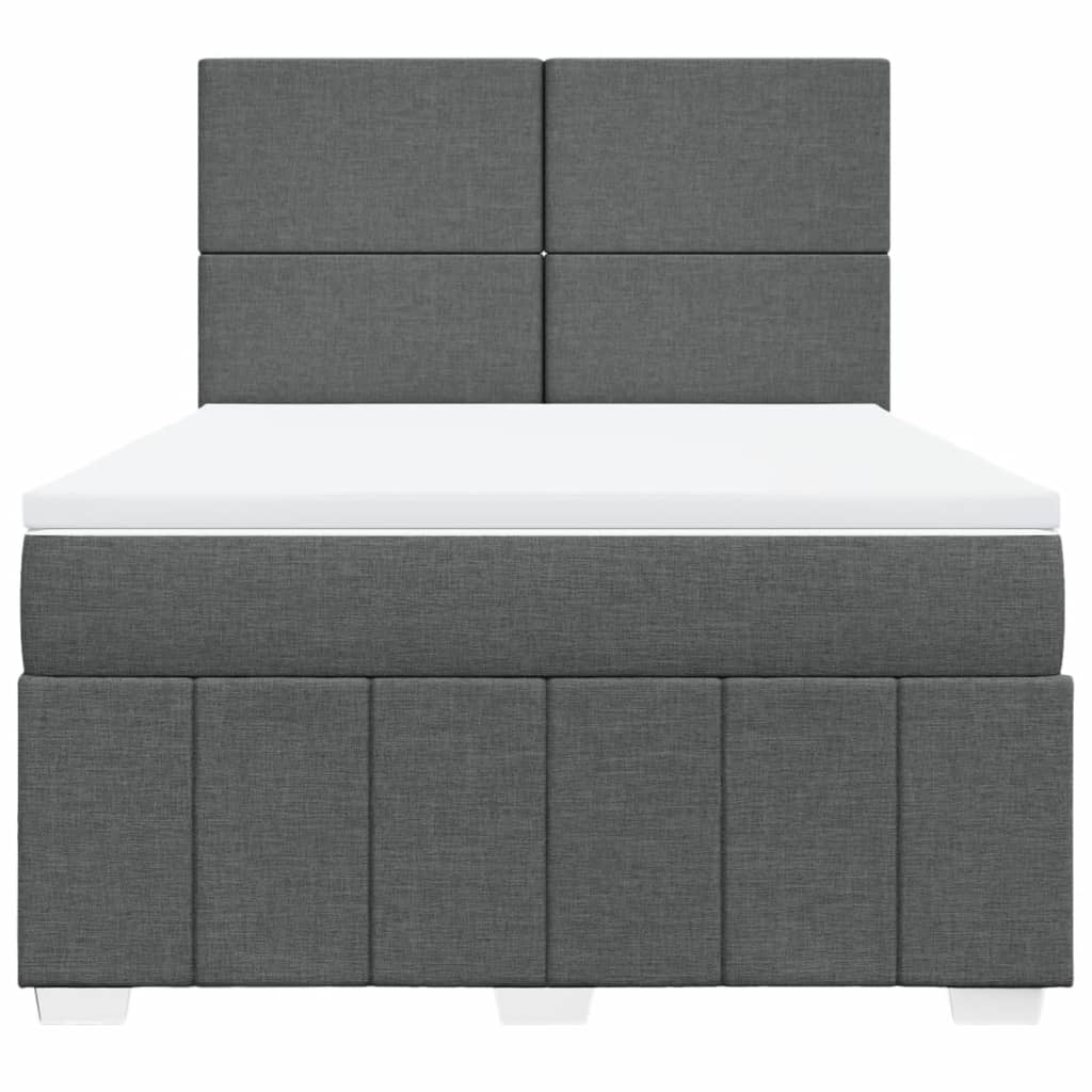 Κρεβάτι Boxspring με Στρώμα Σκούρο Γκρι 140x200 εκ Υφασμάτινο - Pakobazaar