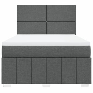 Κρεβάτι Boxspring με Στρώμα Σκούρο Γκρι 140x200 εκ Υφασμάτινο - Pakobazaar