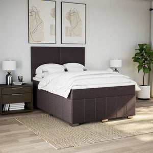 Κρεβάτι Boxspring με Στρώμα Σκούρο Καφέ 140x200 εκ Υφασμάτινο