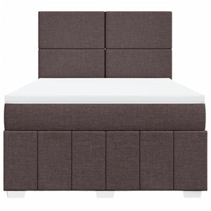Κρεβάτι Boxspring με Στρώμα Σκούρο Καφέ 140x200 εκ Υφασμάτινο