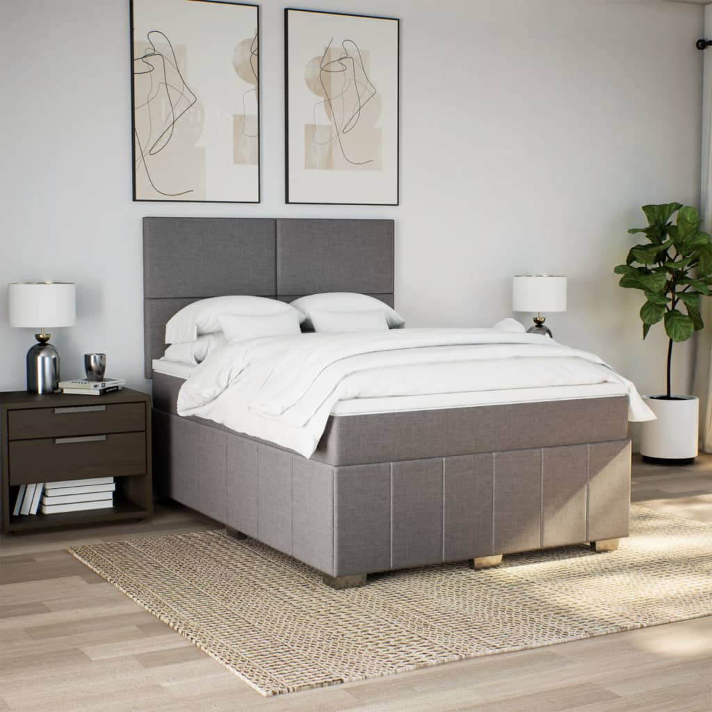 Κρεβάτι Boxspring με Στρώμα Taupe 140x200 εκ. Υφασμάτινο