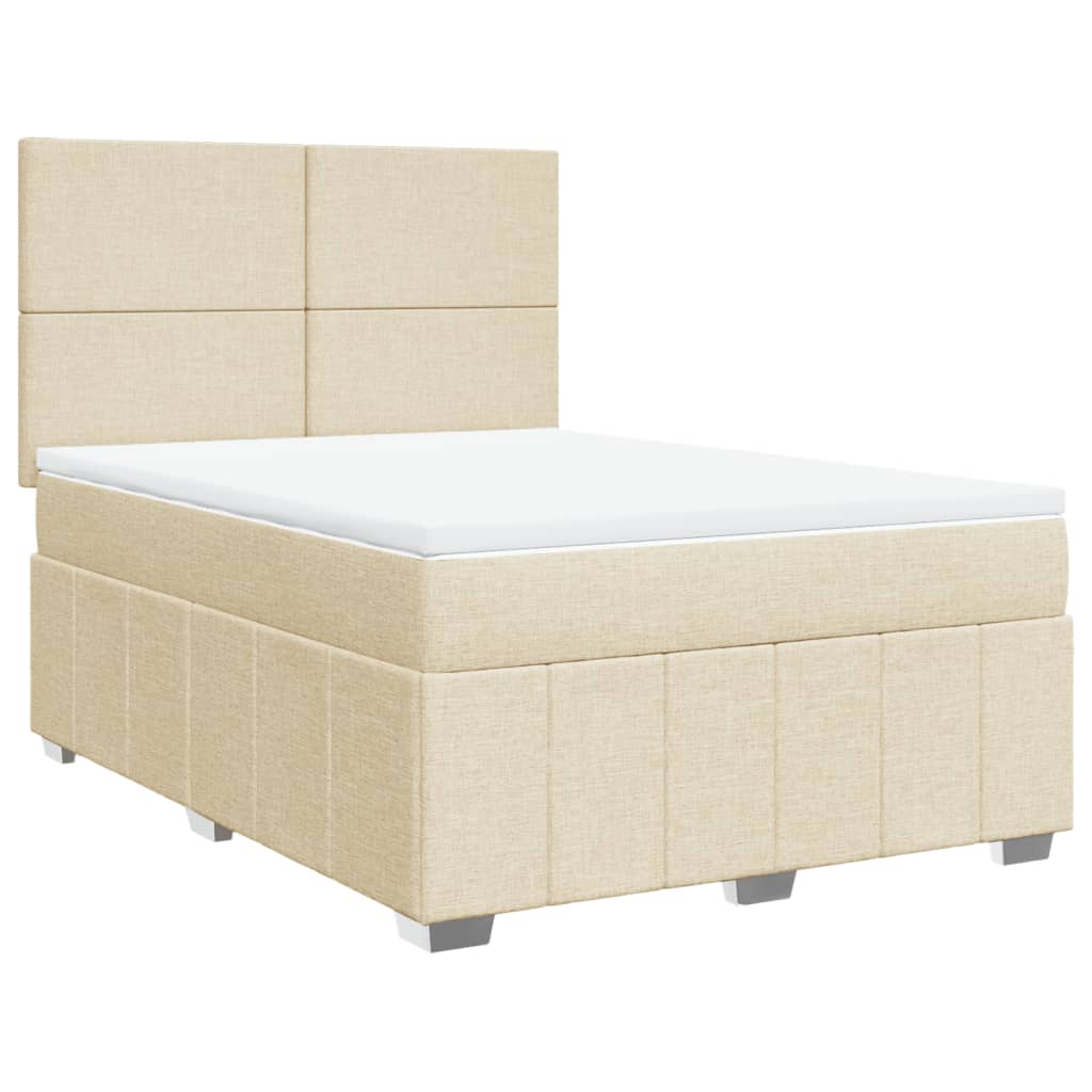 Κρεβάτι Boxspring με Στρώμα Κρεμ 140x200 εκ. Υφασμάτινο - Pakobazaar