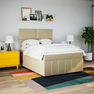 Κρεβάτι Boxspring με Στρώμα Κρεμ 140x200 εκ. Υφασμάτινο - Pakobazaar