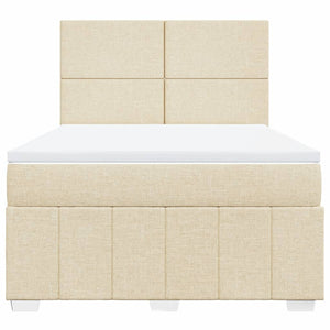 Κρεβάτι Boxspring με Στρώμα Κρεμ 140x200 εκ. Υφασμάτινο - Pakobazaar