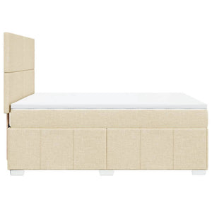 Κρεβάτι Boxspring με Στρώμα Κρεμ 140x200 εκ. Υφασμάτινο - Pakobazaar