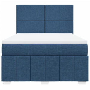 Κρεβάτι Boxspring με Στρώμα Μπλε 140x200 εκ. Υφασμάτινο - Pakobazaar