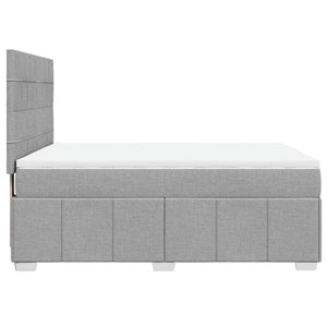 Κρεβάτι Boxspring με Στρώμα Ανοιχτό Γκρι 140x200 εκ. Υφασμάτινο - Pakobazaar