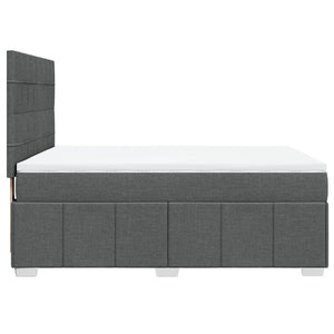 Κρεβάτι Boxspring με Στρώμα Σκούρο Γκρι 140x200 εκ Υφασμάτινο - Pakobazaar