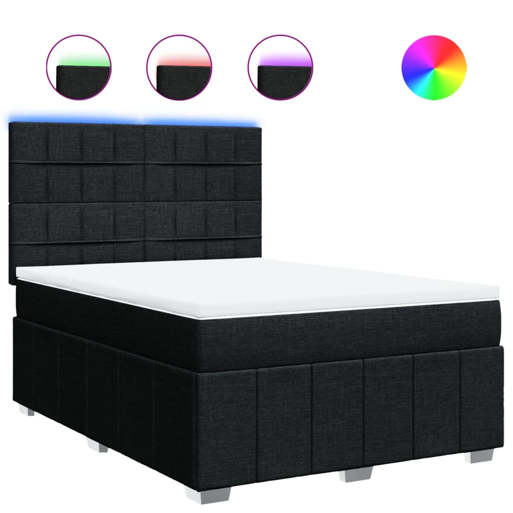 Κρεβάτι Boxspring με Στρώμα Μαύρο 140x200 εκ. Υφασμάτινο - Pakobazaar