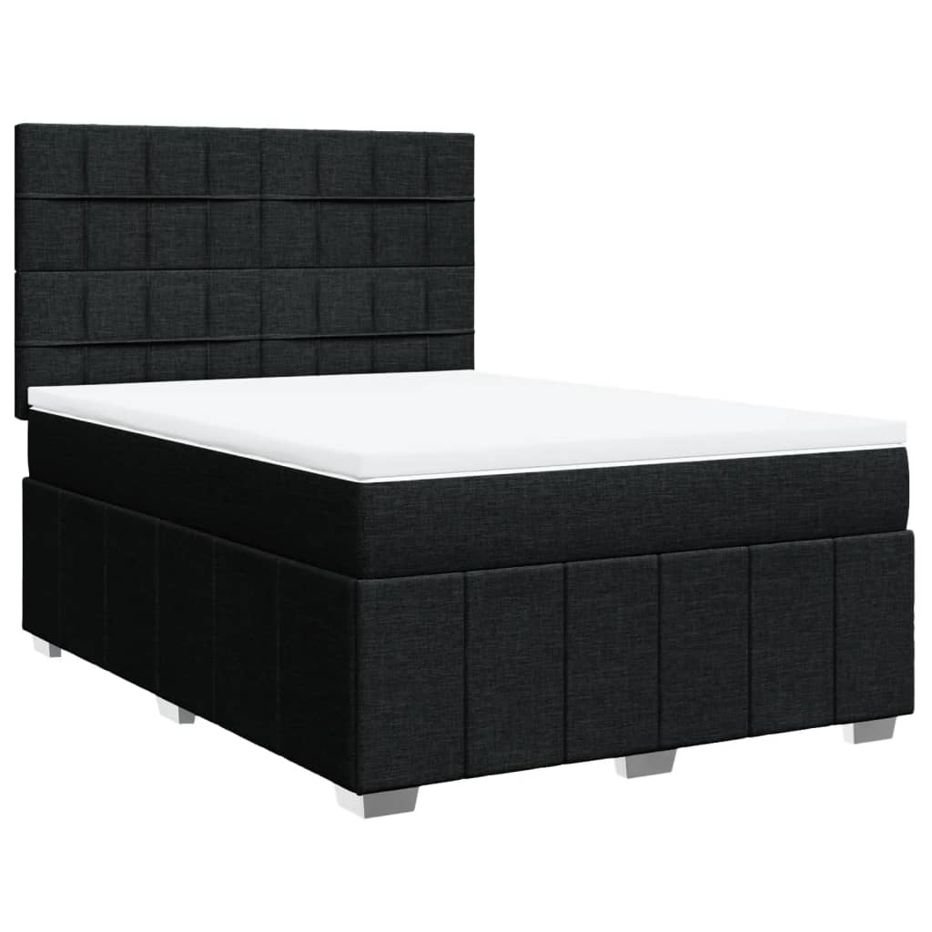Κρεβάτι Boxspring με Στρώμα Μαύρο 140x200 εκ. Υφασμάτινο - Pakobazaar