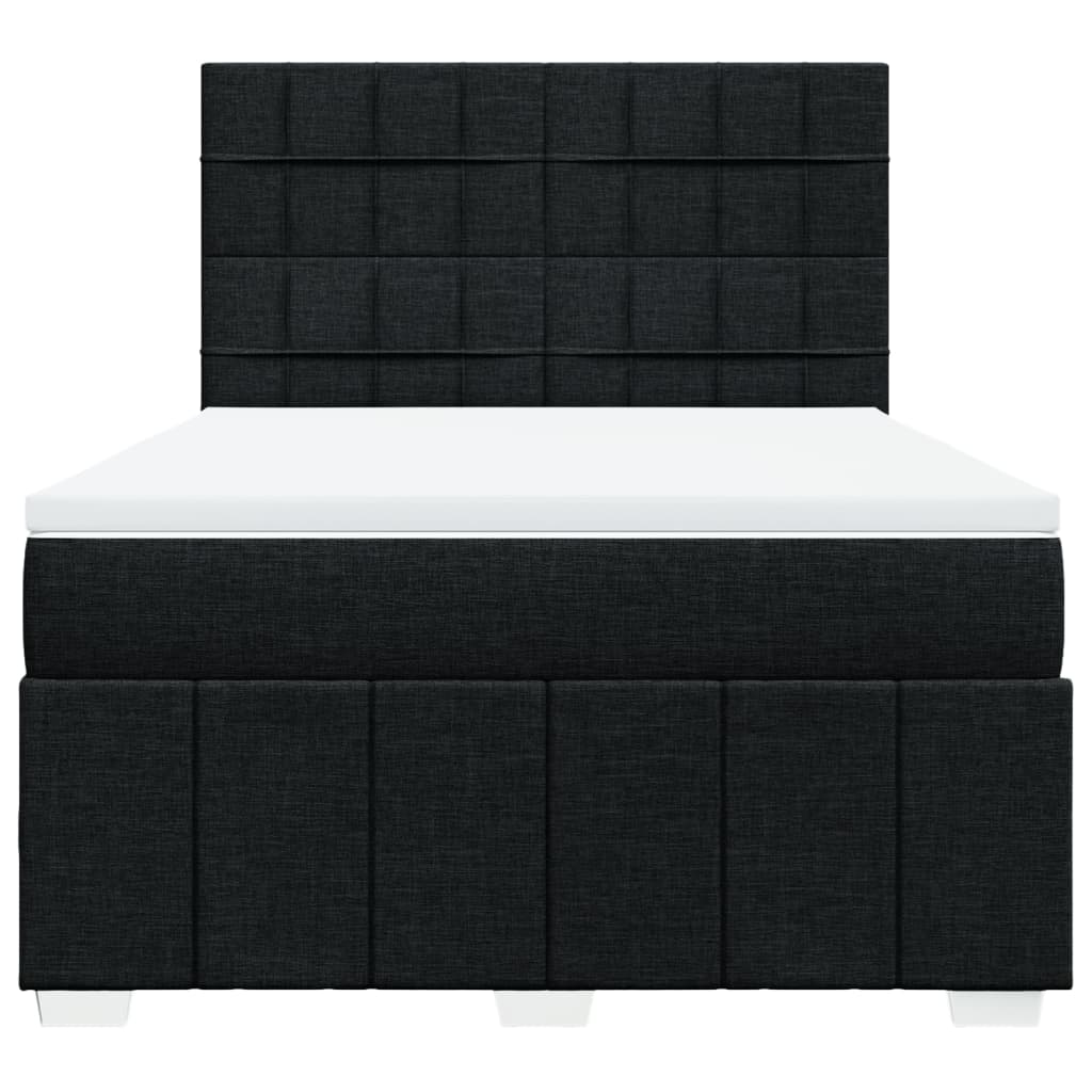 Κρεβάτι Boxspring με Στρώμα Μαύρο 140x200 εκ. Υφασμάτινο - Pakobazaar