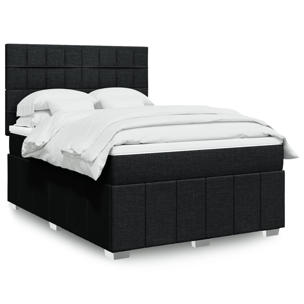 Κρεβάτι Boxspring με Στρώμα Μαύρο 140x200 εκ. Υφασμάτινο - Pakobazaar