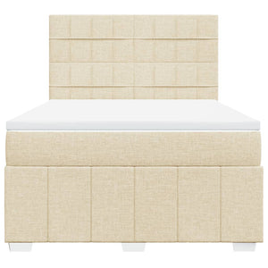 Κρεβάτι Boxspring με Στρώμα Κρεμ 140x200 εκ. Υφασμάτινο - Pakobazaar