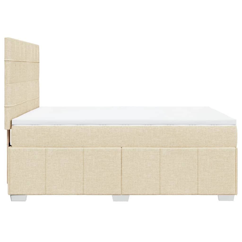 Κρεβάτι Boxspring με Στρώμα Κρεμ 140x200 εκ. Υφασμάτινο - Pakobazaar