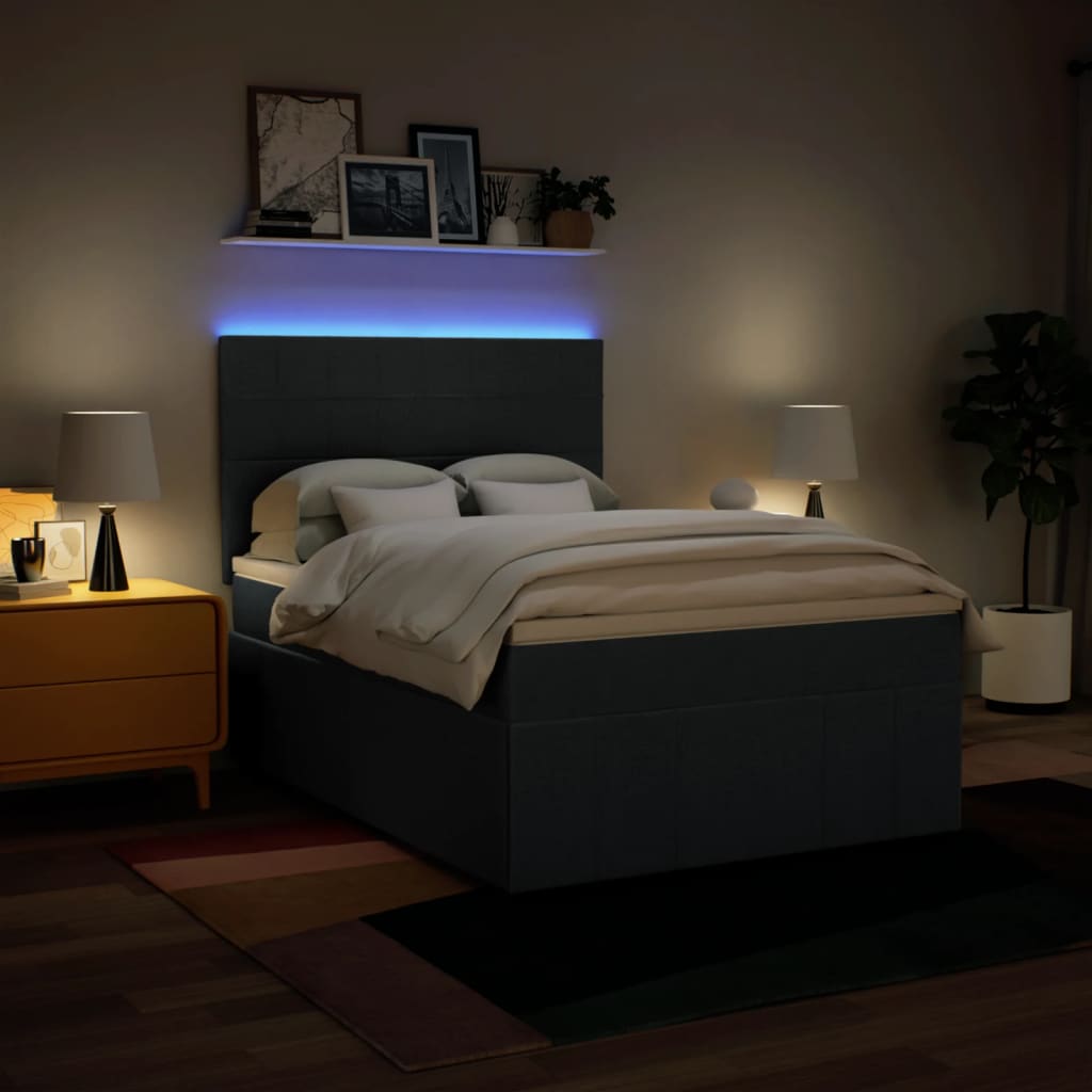 Κρεβάτι Boxspring με Στρώμα Μπλε 140x200 εκ. Υφασμάτινο - Pakobazaar