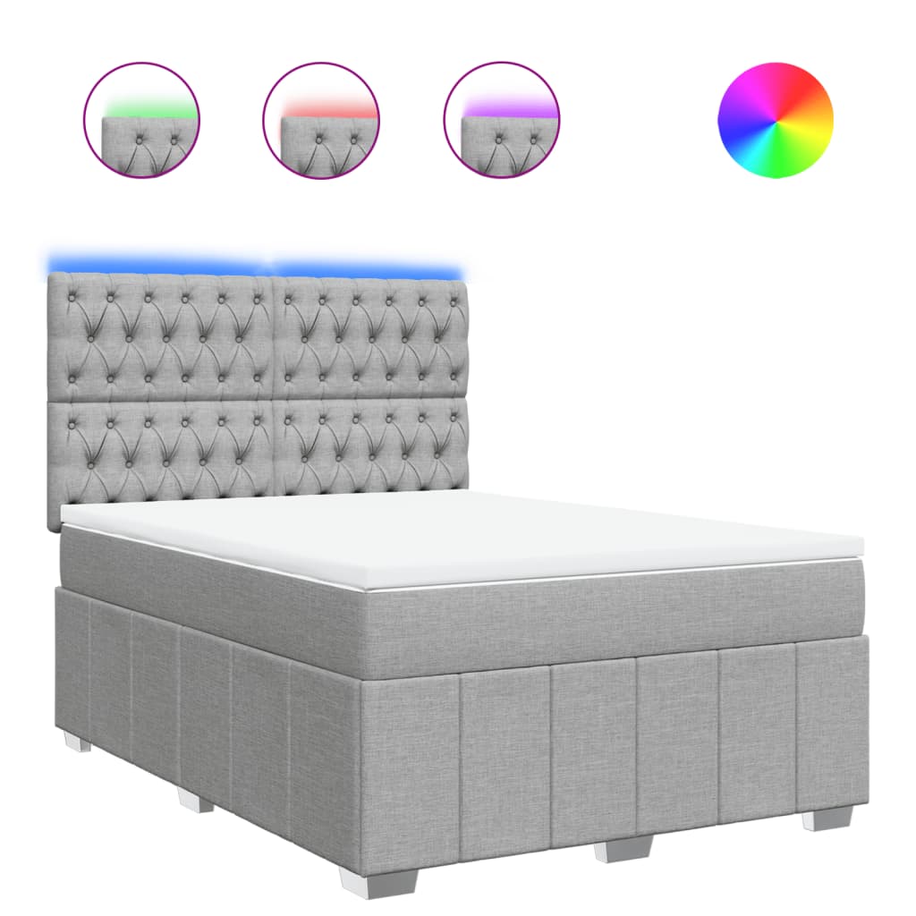 Κρεβάτι Boxspring με Στρώμα Ανοιχτό Γκρι 140x200 εκ. Υφασμάτινο - Pakobazaar