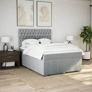 Κρεβάτι Boxspring με Στρώμα Ανοιχτό Γκρι 140x200 εκ. Υφασμάτινο - Pakobazaar
