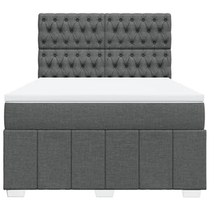 Κρεβάτι Boxspring με Στρώμα Σκούρο Γκρι 140x200 εκ Υφασμάτινο